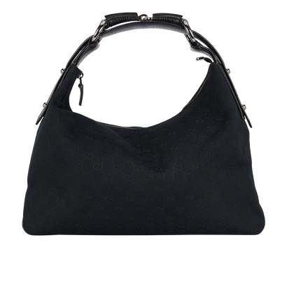GG Horsebit Hobo, &pound;280, Handbags, Black, Canvas, Front view